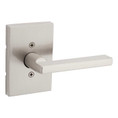 Kwikset Halifax Passage Lever, San Clemente Rectangular Rose With 6-Way Adjustable Latch And Round Corner Strike, Satin Nickel