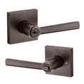Kwikset Montreal Keyed Entry Lever Smartkey With Square Rose, 6-Way Adjustable Latch And Round Corner Strike, Venetian Bronze