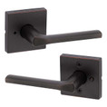 Kwikset Lisbon Privacy Lever, Square Rose With 6-Way Adjustable Latch And Round Corner Strike, Venetian Bronze