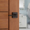 Kwikset Lisbon Privacy Lever, Square Rose With 6-Way Adjustable Latch And Round Corner Strike, Venetian Bronze