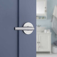 Kwikset Milan Privacy Lever, Round Rose With 6-Way Adjustable Latch And Round Corner Strike, Satin Chrome