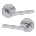 Kwikset Halifax Privacy Lever, Round Rose With 6-Way Adjustable Latch And Round Corner Strike, Satin Chrome