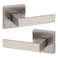 Kwikset Singapore Privacy Lever,Square Rose With 6-Way Adjustable Latch And Round Corner Strike, Satin Nickel