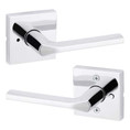 Kwikset Lisbon Privacy Lever, Square Rose With 6-Way Adjustable Latch And Round Corner Strike, Bright Polished Chrome