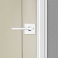 Kwikset Lisbon Privacy Lever, Square Rose With 6-Way Adjustable Latch And Round Corner Strike, Bright Polished Chrome