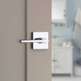 Kwikset Lisbon Privacy Lever, Square Rose With 6-Way Adjustable Latch And Round Corner Strike, Bright Polished Chrome