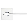 Kwikset Lisbon Privacy Lever, Square Rose With 6-Way Adjustable Latch And Round Corner Strike, Bright Polished Chrome