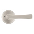 Kwikset Katella Privacy Lever With 6-Way Adjustable Latch And Round Corner Strike, Satin Nickel