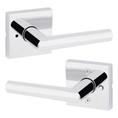Kwikset Milan Privacy Lever, Square Rose With 6-Way Adjustable Latch And Round Corner Strike, Bright Polished Chrome