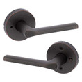 Kwikset Lisbon Privacy Lever, Round Rose With 6-Way Adjustable Latch And Round Corner Strike, Venetian Bronze