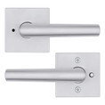 Kwikset Milan Privacy Lever, Square Rose With 6-Way Adjustable Latch And Round Corner Strike, Satin Chrome