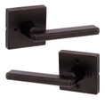 Kwikset Halifax Privacy Lever, Square Rose With 6-Way Adjustable Latch And Round Corner Strike, Venetian Bronze