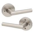 Kwikset Milan Privacy Lever, Round Rose With 6-Way Adjustable Latch And Round Corner Strike, Satin Nickel