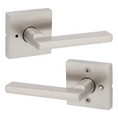 Kwikset Halifax Privacy Lever,Square Rose With 6-Way Adjustable Latch And Round Corner Strike, Satin Nickel