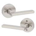 Kwikset Halifax Privacy Lever, Round Rose With 6-Way Adjustable Latch And Round Corner Strike, Satin Nickel