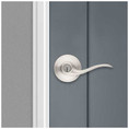 Kwikset Tustin Keyed Entry Lever Smartkey With 6-Way Adjustable Latch And Round Corner Strike, Satin Nickel