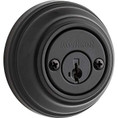 Kwikset 985 Double Cylinder Deadbolt Smartkey With Round Corner Adjustable Latch And Round Corner Strike, Matte Black