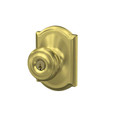 Schlage Residential F51A Georgian Keyed Entry Knob Lock With Camelot Trim Function, Decorative, Satin Brass