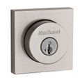 Kwikset Halifax Double Cylinder Deadbolt, Square Rose, Smartkey, 6-Way Adjustable Latch, Round And Square Corner Strikes, Keyed Alike, Satin Nickel