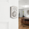 Kwikset Powerbolt 9240 Electronic Deadbolt Traditional, Stand Alone, Battery Powered (Batteries Not Included), 4-Way Adjustable Latch And Round Corner Strike, KW1 Keyway, Satin Nickel