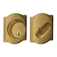 Schlage Residential B60 Deadbolt With Camelot Trim Single Cylinder, Dual Option Latch, Adjustable Backset, 1-1/8" X 2-3/4" Round Corner Strike, Antique, Decorative, Satin Brass Blackened