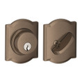 Schlage Residential B60 Deadbolt With Camelot Trim Single Cylinder, Dual Option Latch, Adjustable Backset, 1-1/8" X 2-3/4" Round Corner Strike, Antique, Decorative, Satin Nickel Blackened