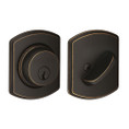 Schlage Residential B60 Deadbolt With Greenwich Trim Single Cylinder, Dual Option Latch, Adjustable Backset, 1-1/8" X 2-3/4" Round Corner Strike, Decorative, Aged Bronze