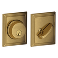 Schlage Residential B60 Deadbolt With Addison Trim Single Cylinder, Dual Option Latch, Adjustable Backset, 1-1/8" X 2-3/4" Round Corner Strike, Antique, Decorative, Satin Brass Blackened