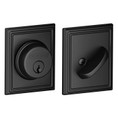Schlage Residential B60 Deadbolt With Addison Trim Single Cylinder, Dual Option Latch, Adjustable Backset, 1-1/8" X 2-3/4" Round Corner Strike, Decorative, Matte Black