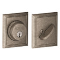 Schlage Residential B60 Deadbolt With Addison Trim Single Cylinder, Dual Option Latch, Adjustable Backset, 1-1/8" X 2-3/4" Round Corner Strike, Distressed, Decorative, Nickel Plated Blackened