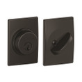 Schlage Residential B60 Deadbolt With Century Trim Single Cylinder, Dual Option Latch, Adjustable Backset, 1-1/8" X 2-3/4" Round Corner Strike, Decorative, Matte Black