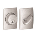 Schlage Residential B60 Deadbolt With Century Trim Single Cylinder, Dual Option Latch, Adjustable Backset, 1-1/8" X 2-3/4" Round Corner Strike, Decorative, Satin Chrome