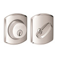 Schlage Residential B60 Deadbolt With Greenwich Trim Single Cylinder, Dual Option Latch, Adjustable Backset, 1-1/8" X 2-3/4" Round Corner Strike, Decorative, Bright Polished Chrome