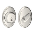 Schlage Residential B60 Deadbolt With Wakefield Trim Single Cylinder, Dual Option Latch, Adjustable Backset, 1-1/8" X 2-3/4" Round Corner Strike, Decorative, Bright Polished Nickel