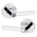 Kwikset Milan Keyed Entry Lever Smartkey, Round Rose With 6-Way Adjustable Latch And Round Corner Strike, Bright Polished Chrome