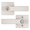 Kwikset Singapore Keyed Entry Lever Smartkey, Square Rose With 6-Way Adjustable Latch And Round Corner Strike, Satin Nickel