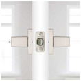 Kwikset Singapore Keyed Entry Lever Smartkey, Square Rose With 6-Way Adjustable Latch And Round Corner Strike, Satin Nickel