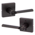 Kwikset Lisbon Keyed Entry Lever Smartkey, Square Rose With 6-Way Adjustable Latch And Round Corner Strike, Venetian Bronze