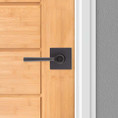 Kwikset Lisbon Keyed Entry Lever Smartkey, Square Rose With 6-Way Adjustable Latch And Round Corner Strike, Venetian Bronze