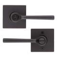 Kwikset Lisbon Keyed Entry Lever Smartkey, Square Rose With 6-Way Adjustable Latch And Round Corner Strike, Venetian Bronze