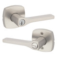 Kwikset Tripoli Keyed Entry Lever Smartkey With 6-Way Adjustable Latch And Round Corner Strike, Satin Nickel