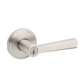 Kwikset Trafford Keyed Entry Lever Smartkey With 6-Way Adjustable Latch And Round Corner Strike, Satin Nickel