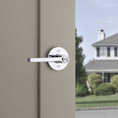 Kwikset Halifax Keyed Entry Lever Smartkey, Round Rose With 6-Way Adjustable Latch And Round Corner Strike, Bright Polished Chrome