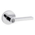Kwikset Halifax Keyed Entry Lever Smartkey, Round Rose With 6-Way Adjustable Latch And Round Corner Strike, Bright Polished Chrome