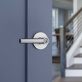 Kwikset Milan Keyed Entry Lever Smartkey, Round Rose With 6-Way Adjustable Latch And Round Corner Strike, Satin Chrome
