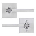 Kwikset Halifax Keyed Entry Lever Smartkey, Square Rose With 6-Way Adjustable Latch And Round Corner Strike, Satin Chrome