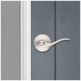 Kwikset Katella Keyed Entry Lever Smartkey With 6-Way Adjustable Latch And Round Corner Strike, Satin Nickel