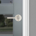 Kwikset Halifax Keyed Entry Lever Smartkey, Round Rose With 6-Way Adjustable Latch And Round Corner Strike, Satin Nickel