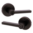 Kwikset Halifax Keyed Entry Lever Smartkey, Round Rose With 6-Way Adjustable Latch And Round Corner Strike, Venetian Bronze