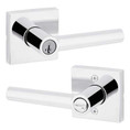 Kwikset Milan Keyed Entry Lever Smartkey, Square Rose With 6-Way Adjustable Latch And Round Corner Strike, Bright Polished Chrome